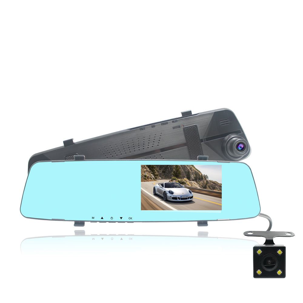 4.3 Inch Dual Lens 1080P Car DVR Dash Cam Video Recorder Rear View Mirror Camera