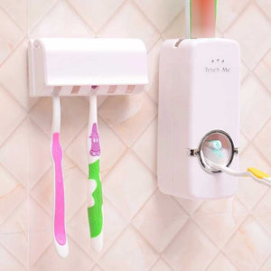 Automatic Toothpaste Dispenser Holder Toothbrush Wall Mount Rack Bathroom Tools Set - E-Suke