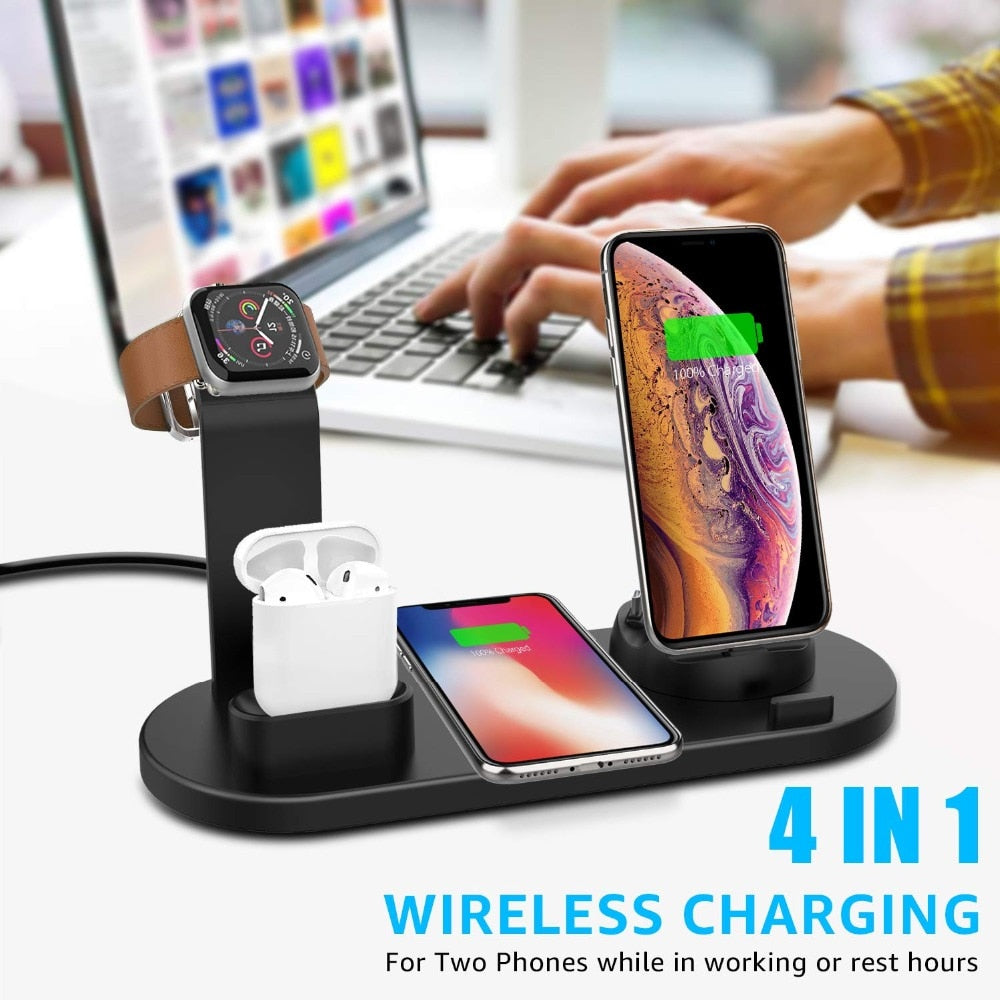 4 in 1 Wireless Charging Stand Holder For Apple Watch iPhone and Airpods  - E-Suke