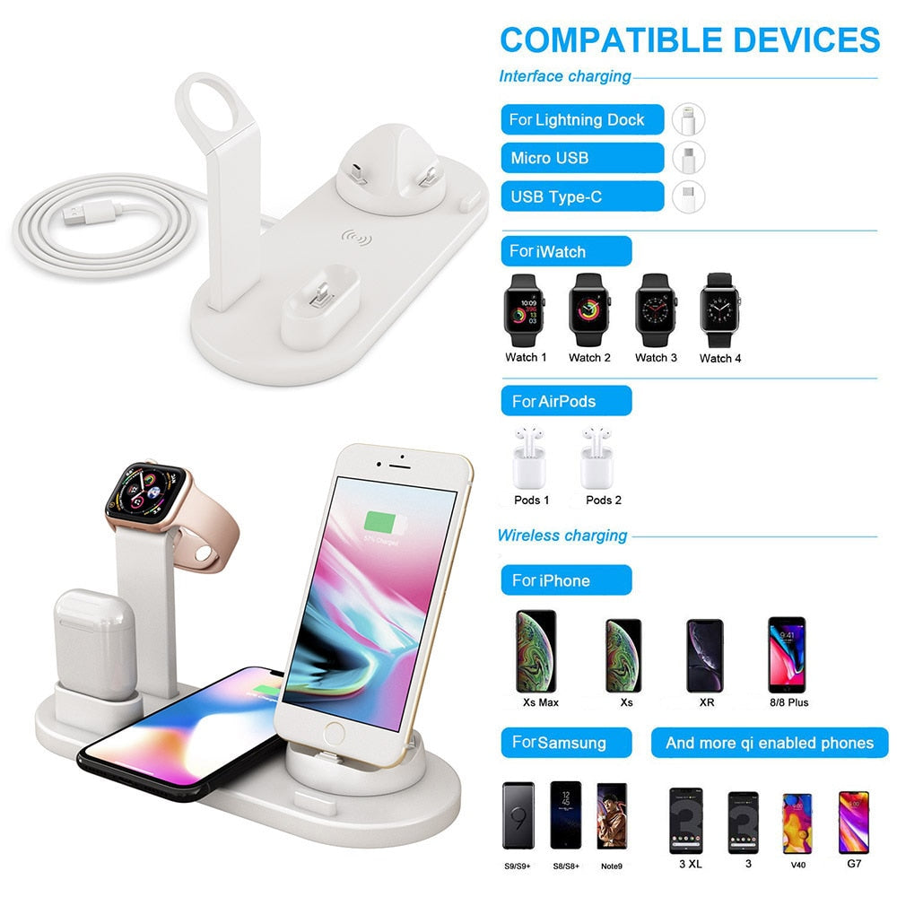 4 in 1 Wireless Charging Stand Holder For Apple Watch iPhone and Airpods  - E-Suke