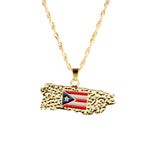 Country Map Flag Metal Gold Chain Necklace For Men Women