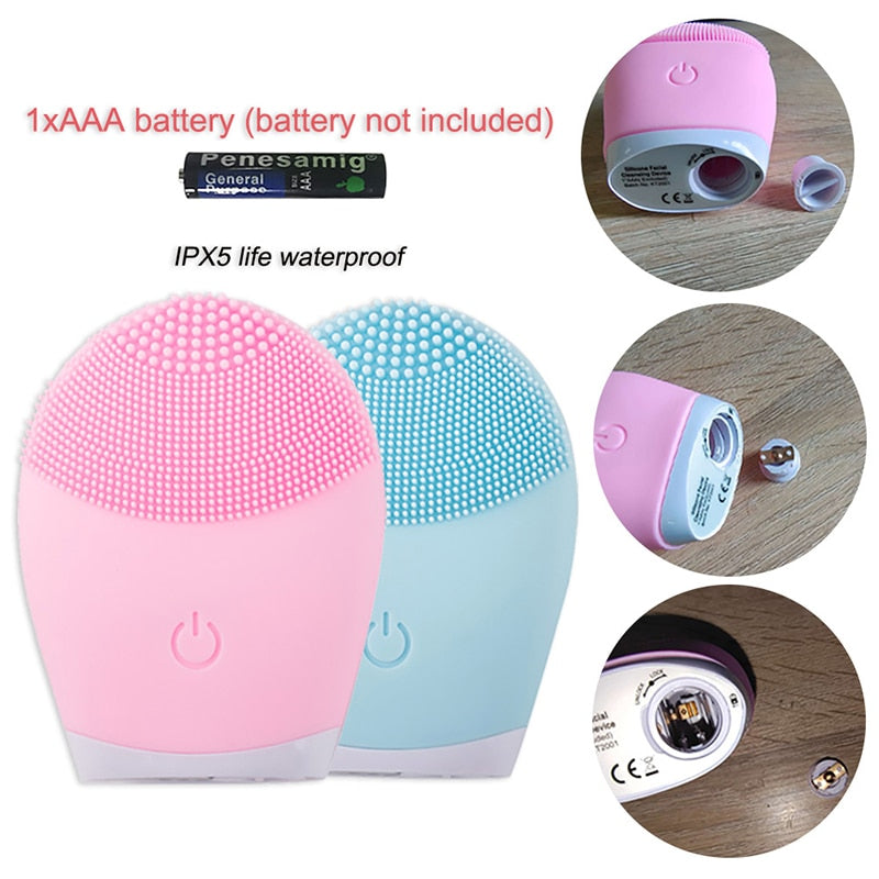 Electric Silicone Facial Brush Cleansing Skin Massager