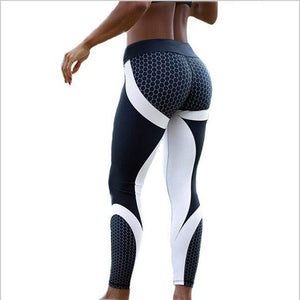 Mesh Pattern Print Fitness Leggings - E-Suke