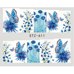 Butterfly Flower Water Transfer Nail Sticker - E-Suke