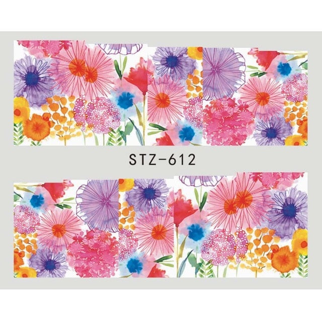 Butterfly Flower Water Transfer Nail Sticker - E-Suke