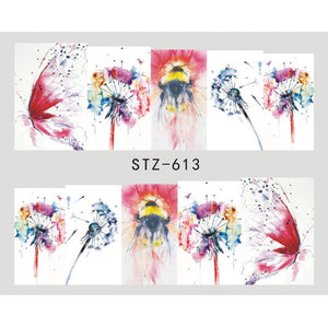 Butterfly Flower Water Transfer Nail Sticker - E-Suke