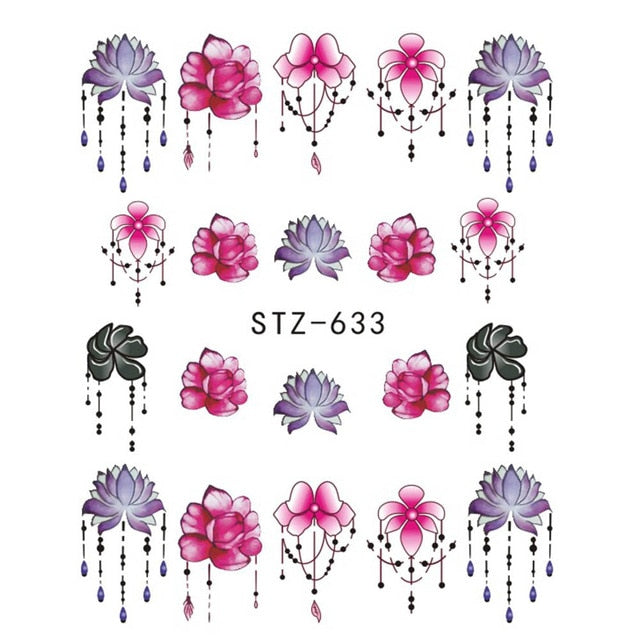 Butterfly Flower Water Transfer Nail Sticker - E-Suke