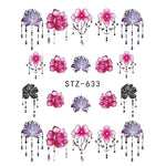 Butterfly Flower Water Transfer Nail Sticker - E-Suke