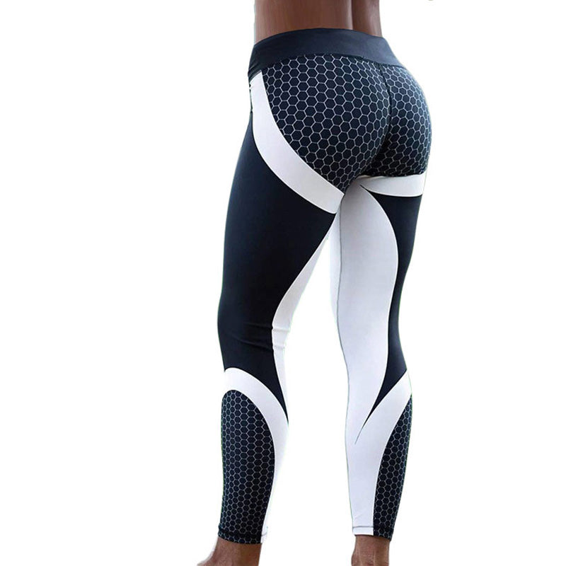 Mesh Pattern Print Fitness Leggings - E-Suke