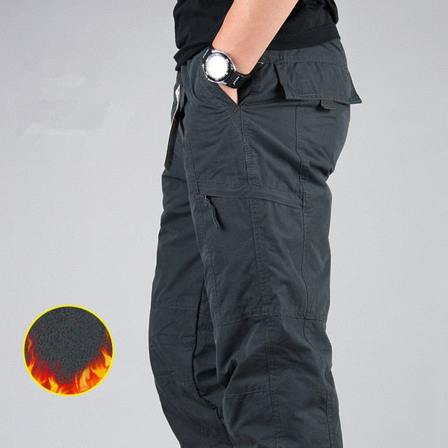 Thicken Fleece Cargo Pants - E-Suke