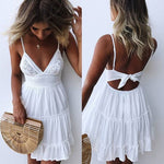 Backless V-Neck Beach Dresses - E-Suke