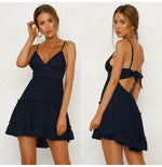 Backless V-Neck Beach Dresses - E-Suke