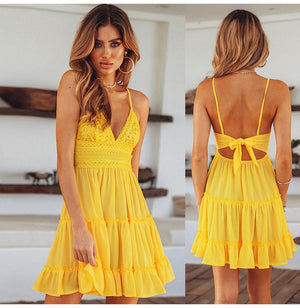 Backless V-Neck Beach Dresses - E-Suke