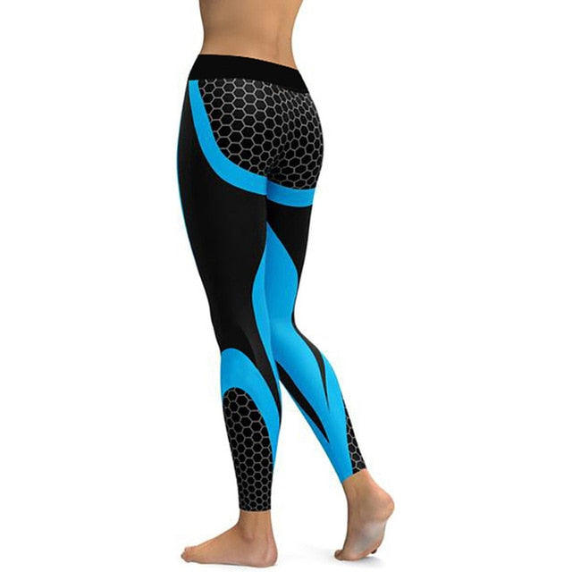 Mesh Pattern Print Fitness Leggings - E-Suke