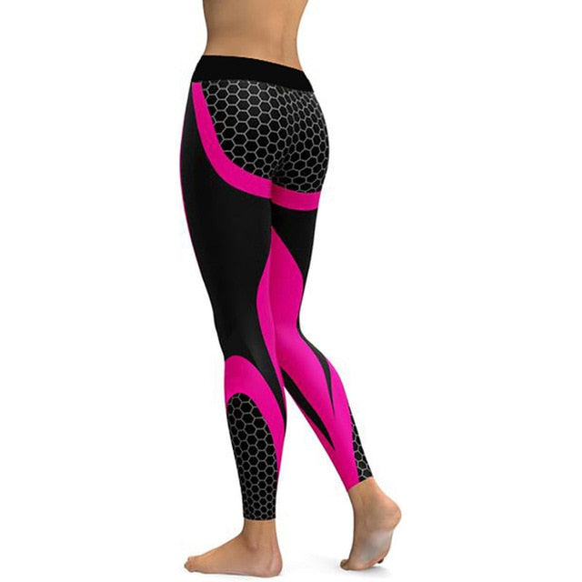 Mesh Pattern Print Fitness Leggings - E-Suke