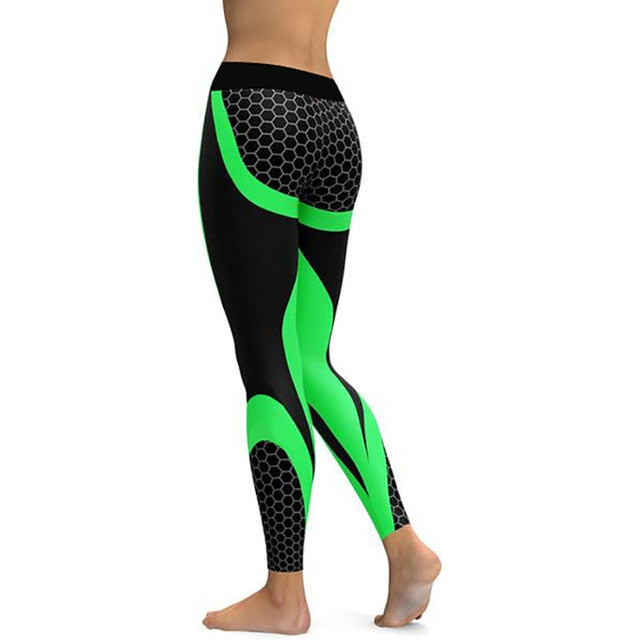 Mesh Pattern Print Fitness Leggings - E-Suke