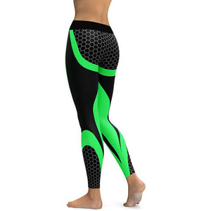 Mesh Pattern Print Fitness Leggings - E-Suke