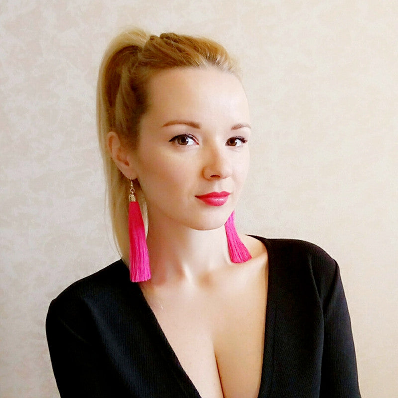 Ethnic Long Tassel Earrings - E-Suke