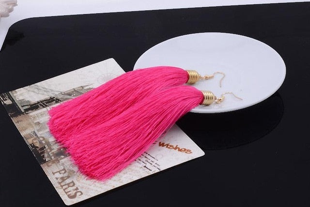 Ethnic Long Tassel Earrings - E-Suke