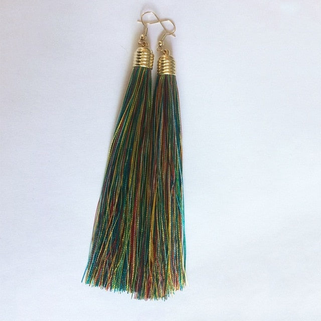 Ethnic Long Tassel Earrings - E-Suke