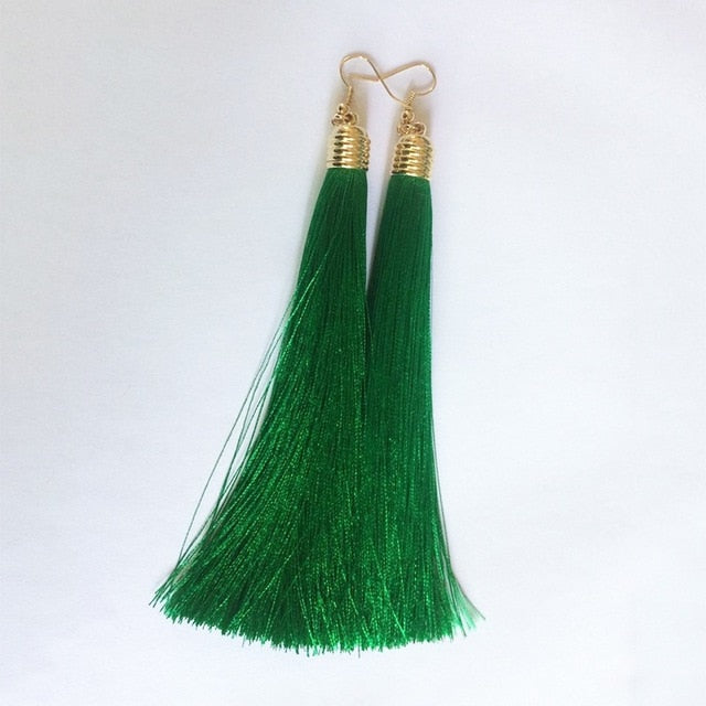 Ethnic Long Tassel Earrings - E-Suke