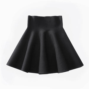 Woolen Pleated Elastic Flared Skirts - E-Suke