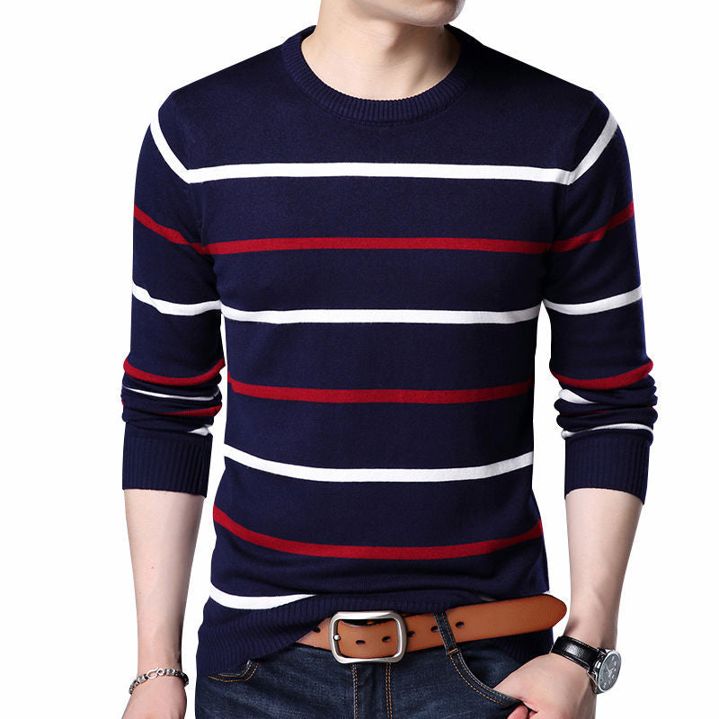 Woolen Slim Fit Striped Sweater - E-Suke