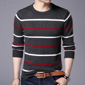 Woolen Slim Fit Striped Sweater - E-Suke